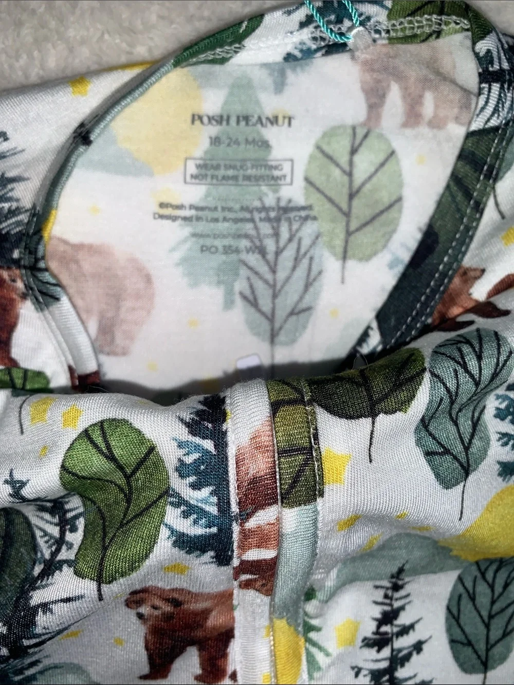 NWT Posh Peanut Archer Footie 18-24M Bears Forest